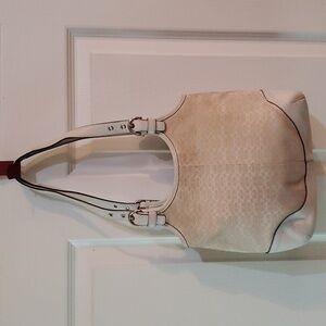 Y2K Coach Med White and Cream Cloth and Leather